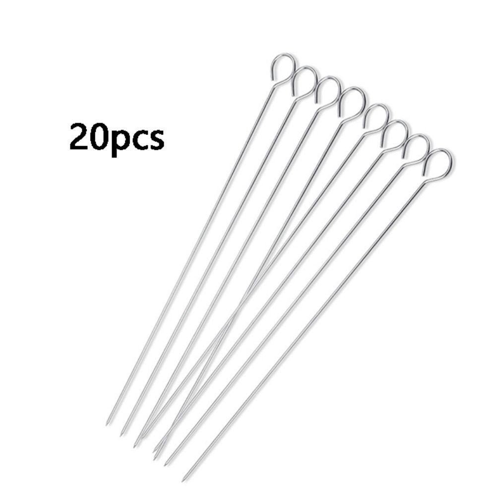 20-Piece Stainless Steel BBQ Skewer Set – 20/25/30cm Reusable Kabob Sticks for Grilling - Image 3