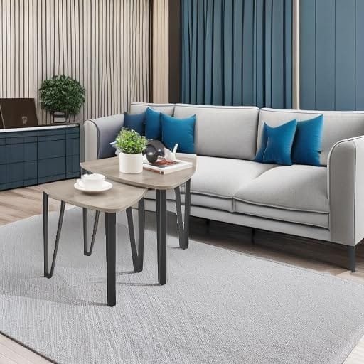 Nesting Triangle End & Coffee Tables, Metal Frame