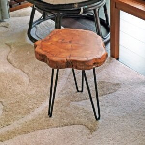 Unique Shape Natural Wood Surface End Table